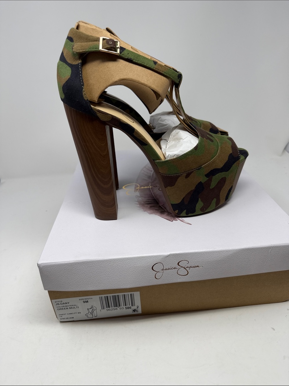 Jessica Simpson Camouflage Platform Sandals - Green, Brown